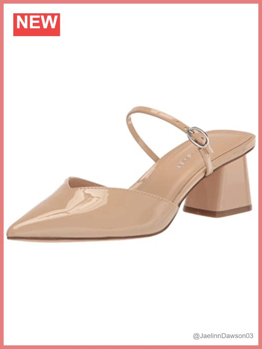 Faux Leather Pointed Toe Block Heel Slip On Pumps Women's Size M